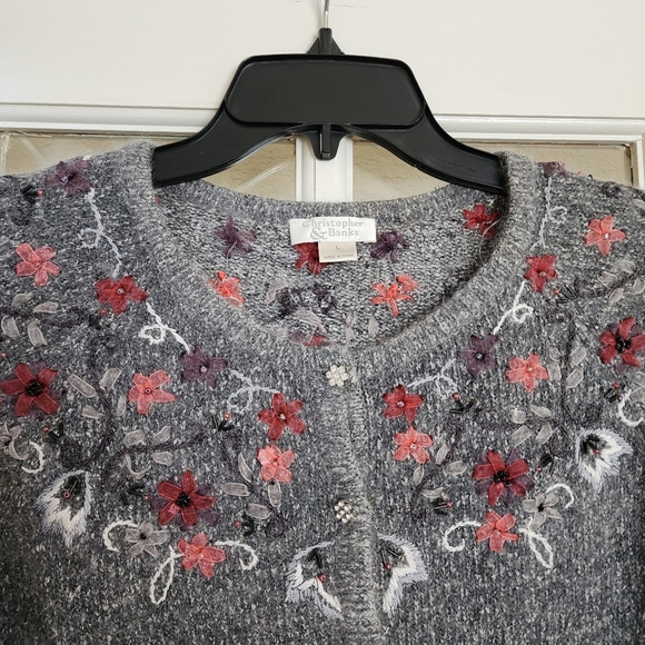 Christopher & Banks Embellished Fairycore Silk Angora Button Down Cardigan Large - Picture 5 of 12